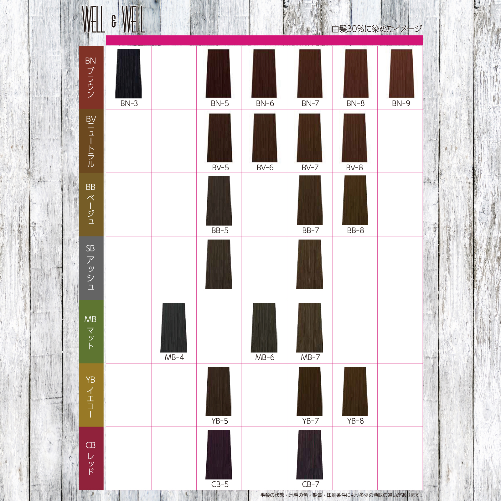 WELL & WELL SPEEDY HAIR COLOR Colorchart